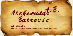Aleksandar Batrović vizit kartica